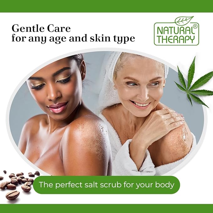 Natural Therapy Hemp & Coffee Salt Scrub – Exfoliating Body Scrub for Women – Moisturizing and Nourishing Skin – with Pure Oils and Dead Sea Minerals (23.28 Oz)