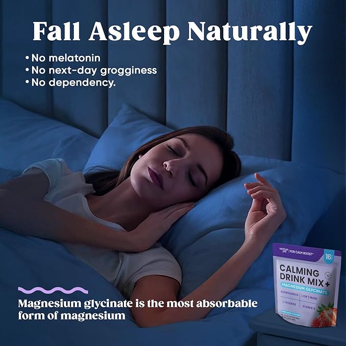 Venture Pal Calming Powdered Drink Mix, Magnesium Glycinate, Ashwagandha, L-Theanine,Vitamin D, Lions Mane, Sugar Free Magnesium Supplement Blend for Relax & Focus, Non GMO, Vegan, On The Go