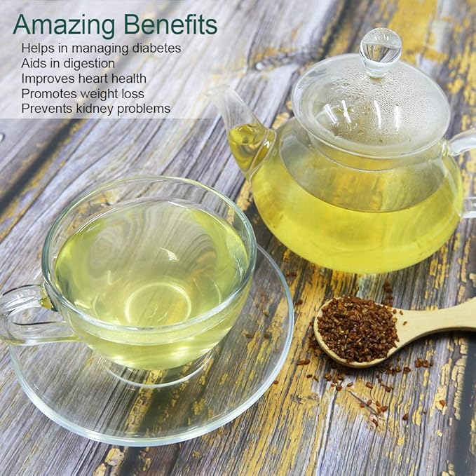 FullChea - Himalayan Tartary Buckwheat Tea - Roasted Black Buckwheat - Loose Leaf Herbal Tea - Caffeine Free - NON-GMO - Gluten Free - 100% Natural 8oz / 226g (Pack of 2)