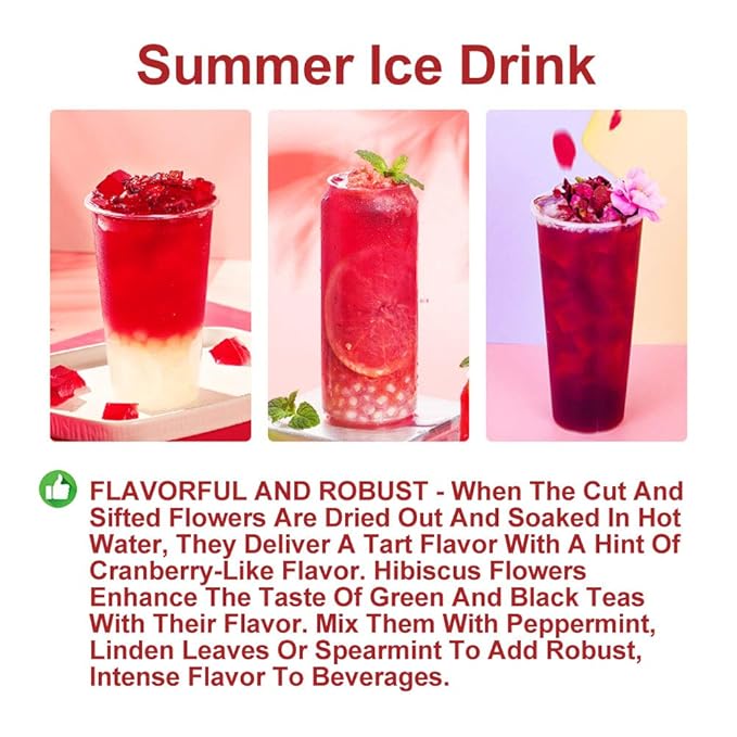 Plant Gift Roselle Hibiscus, Hibiscus Tea, Hibiscus Flowers Roselle Tea, 100% Natural Roselle Whole Flowers - Non-GMO - Caffeine-free - 50G/1.76oz