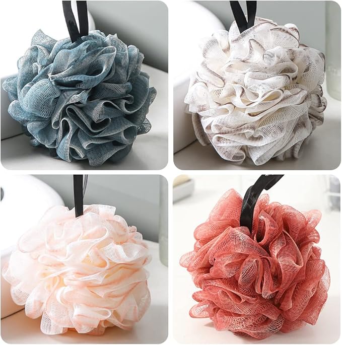 10 Pack Loofah Bath Sponge Luffa, Exfoliating Shower Pouf Balls for Women,Men,Scrubber Cleaning Loofah Bathing Accessories