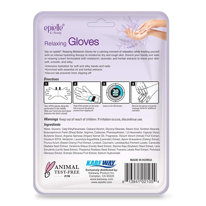Epielle Relaxing & Nourishing Hand & Foot Masks 12 Pairs, Repair and Relax Dry Hands & Cracked Heels with Lavender Extract & Hemp, Korean Skin Care, Spa Self Care Gifts for Women, 6 Gloves & 6 Socks