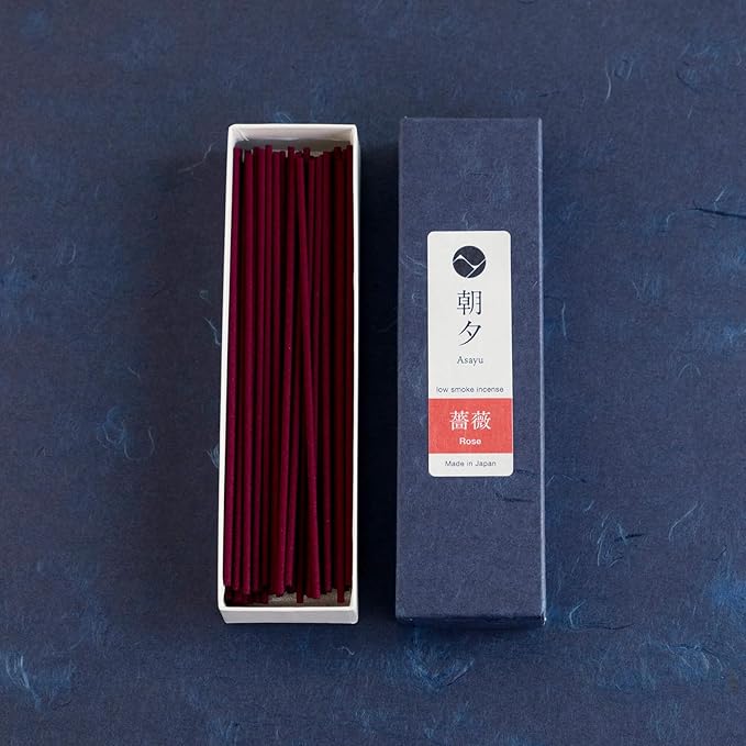 Asayu Japanese Low Smoke Rose Incense Sticks 20g Sample Size, 100% Made in Japan with Less Irritation, Non-Toxic Incense for Evening Relax, Yoga, Meditation or Mindfulness