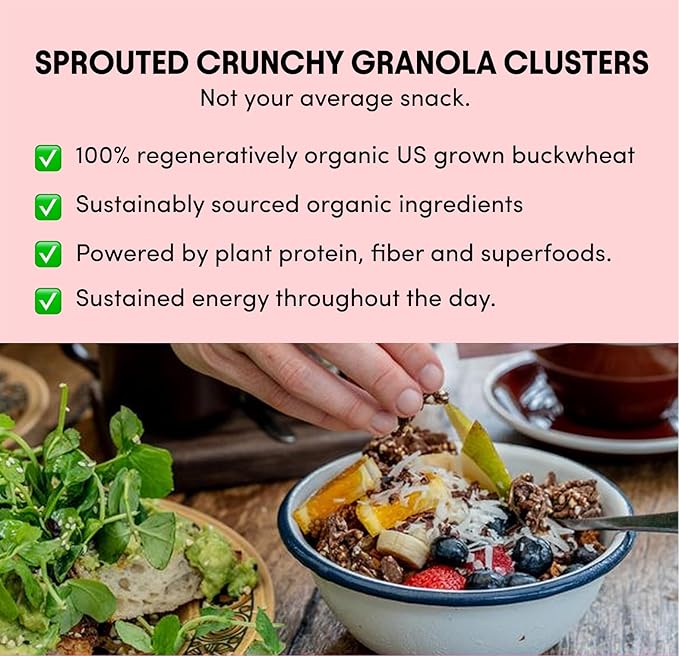 Clusterbucks Superfood Clusters – Grain-Free, Keto-Friendly Granola with Regeneratively Grown Sprouted Buckwheat– Gluten-Free, Low-Carb, Organic Healthy Snack (3-Pack, Birthday Cake)