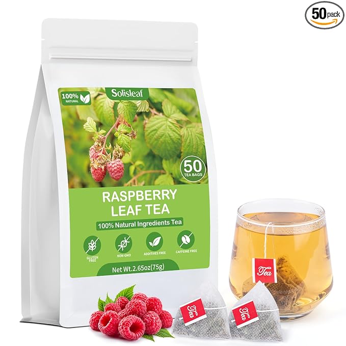 Raspberry Leaf Tea, 100% Natural & Pure Red Raspberry Leaf Herbal Tea Bags, Caffeine Free, Sugar Free, Non-GMO (50 Bags/1Pack)
