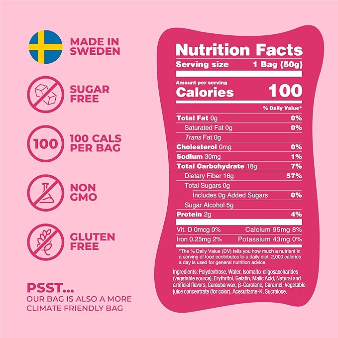 Pandy Swedish Candy Peach Rings Sugar Free Candy 14 Bags. - Swedish Candy Mix - Diet Candy Keto Gummy Low Calorie Snacks - Foam Jelly Sweets No Sugar - Peach flavour Diet Candy Keto Sugar Free Gummy 14 x 1.8oz