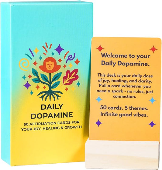 SHIMANY Daily Dopamine Affirmation Cards. 50 Positive Affirmation Cards for Women with Display Stan. Daily Motivational and Mindful Gift for Teens, Girls & Gen Z