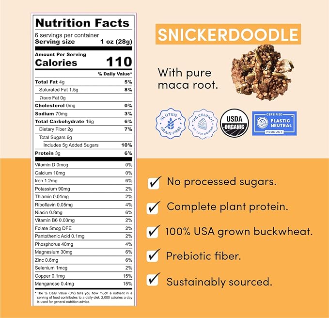 Clusterbucks Superfood Clusters – Grain-Free, Keto-Friendly Granola with Regeneratively Grown Sprouted Buckwheat– Gluten-Free, Low-Carb, Organic Healthy Snack (3-Pack, Snickerdoodle)