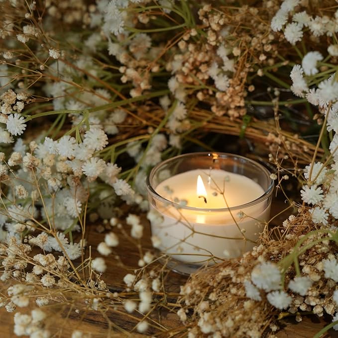 4oz Glass Candle Jars, 12-Pack Small Candle Jars for Making Candles, Empty Thick Glass Wide-Mouth Jars with Bamboo Lids & Wick Kits, Candle Containers Bulk - Clear