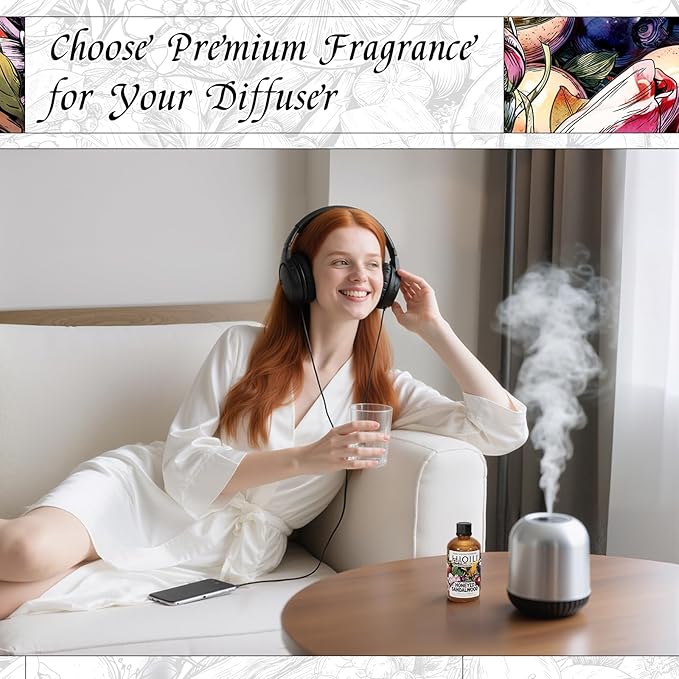 HIQILI Honeyed Sandalwood Diffuser Oil for Car Air fresheners, Ultrasonic or Reed Diffuser, Relaxing & Cozy, Hotel Scent - 3.38 Fl Oz