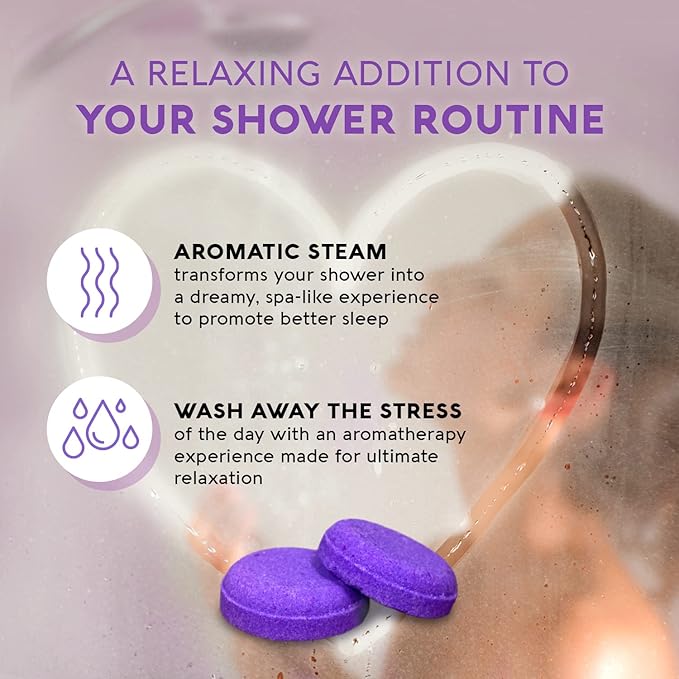 Nature's Beauty Aromatherapy Lavender Chamomile Sleep Shower Steamers Gift Set Single-Pack, Luxury, Fizzy, Spa Shower Steamer to Help Calm + Soothe The Senses, 16.8 oz | 16 ct ea (1 Pack)