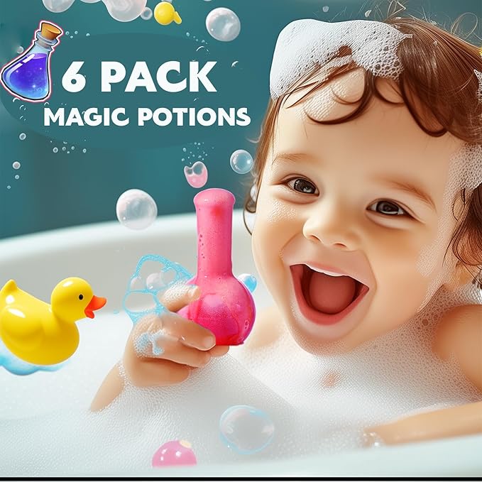 MeCids Magic Potion Bubble Bath Bombs for Kids -Bath Color Tablets Bath Potions for Toddlers Ages 4-12 Fun Science Kit Gift for Birthday, Halloween,Christmas- 6 Pack