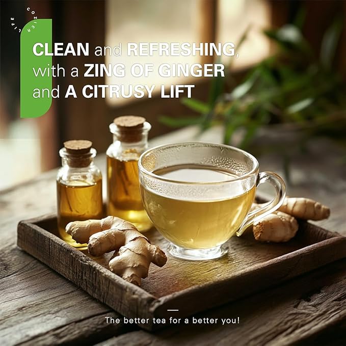 WT WEETEE Lemon Ginger Decaf Green Tea Bags 50 Counts, Made of Decaffeinated Green Tea, Ginger & Natural Lemon Flavor, Clean & Fresh