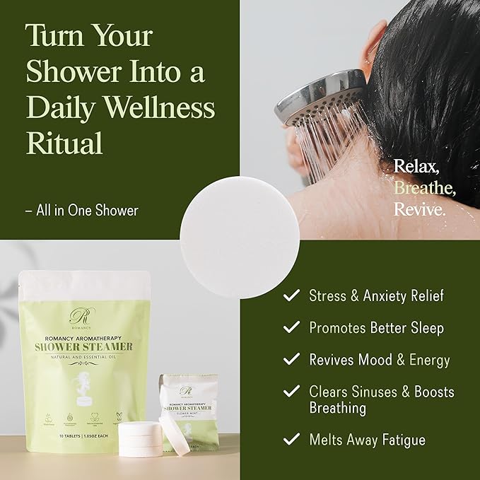 Shower Steamers Aromatherapy Gift Set – 10 Pack Eucalyptus, Mint & Citrus Shower Bombs for Sinus Relief & Relaxation – Organic Spa Gift & Self Care Christmas Stocking Stuffer for Women & Men