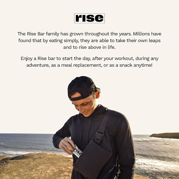 Rise Whey Protein Bars - Mocha Almond | Breakfast Bar & Protein Snack 15g Protein 4g Fiber Just 5 Whole Food Ingredients Gluten-Free Soy Free