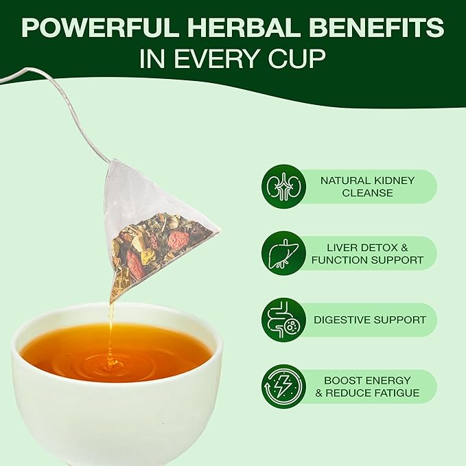Organic Dandelion Wolfberry Tea - Kidney and Liver Detox Tea - Organic Liver Kidney Cleanse & Detox with Dandelion, Goji Berry, Milk thistle, Turmeric, Hibiscus and extra Herbal Ingredients