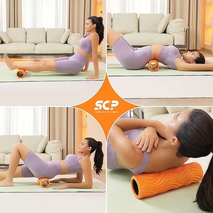 Foam Roller - Muscle Massage Roller for Back Pain & Stretching - Ergonomic Wide Wave Textured - Deep Muscle Massage Pilates Yoga, Athletics, Fitness Exercise for Whole Body