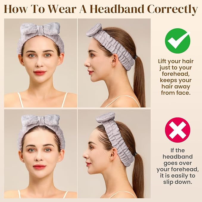 Teenitor Spa Headbands - 9Pcs Face Washing, Skincare and Self Care Puffy and Cute Headbands for Makeup, Girls and Women