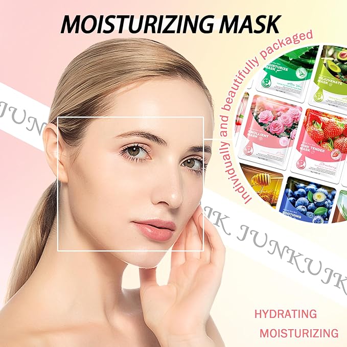 10PCS Hydrating Facial Sheet Mask,Moisturizing Face Masks Skincare Gift Set,Long Lasting Face Mask Skin Care & Facial Mask Kit for All Skin Types 16