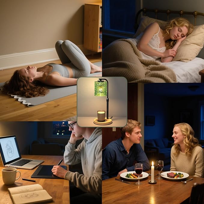 Candle Warmer Lamp with Timer and Dimmer Dimmable Candle Lamp with Glass Lampshade Candle Warmer with Adjustable Height Wax Melt Warmer for Women Home Decor, 2 Bulbs Included