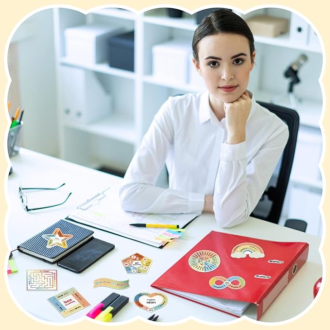 Libima 72 Pieces Anxiety Sensory Stickers Textured Stickers Fidget Mindfulness Sticker School Counselor Supplies Adult Sensory Items Anxiety Relief, 9 Styles(Retro Color)