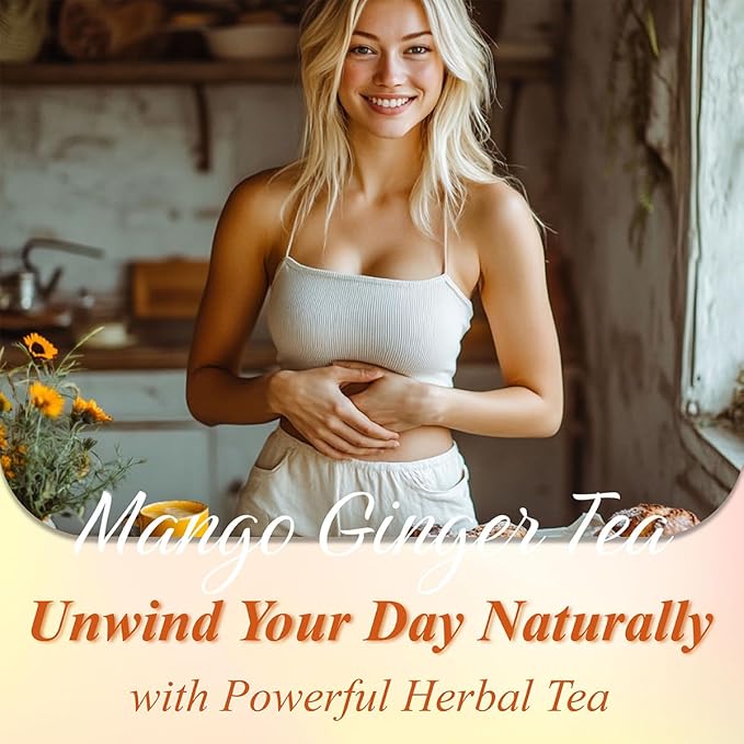 WT WEETEE Mango Ginger Tea Bags, 2g x 100 Counts, Flavored Ginger Herbal Tea Includes Cardamom, Fennel, Cinnamon, Rooibos, Licorice & More, Natural Caffeine-free