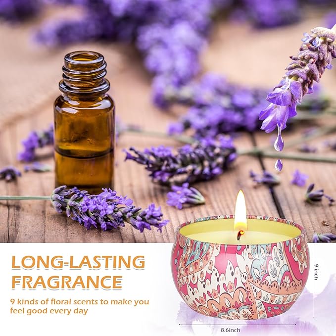 9 Pack 22.5oz in Total Scented Candles Gifts for Women,140-160 Hours Home Scented Candles,Aromatherapy Candle Gifts Set, Soy Wax Candles for Christmas Day, Birthday, Mothers Day, Valentine's Day