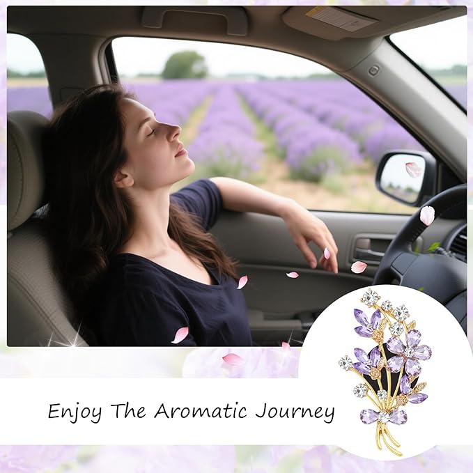 2pcs Flower Car Vent Clips Car Air Freshener Bouquets Flower Purple Car Accessories for Women Rhinestone Flower Air Vent Clips Car Decor,Sparkling Refillable Car Diffuser