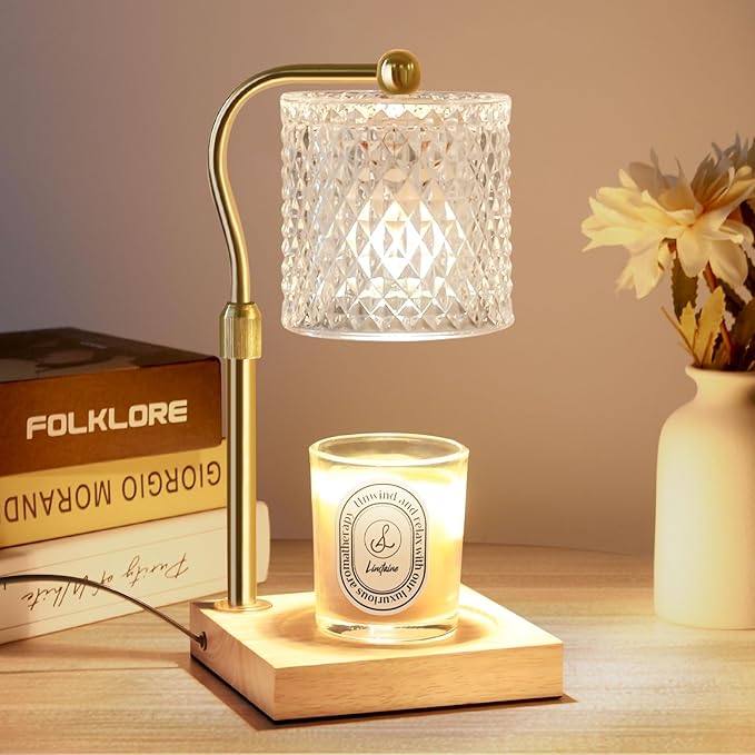 Candle Warmer Lamp with Timer Dimmer Adjustable Height, Birthday Gifts for Women, House Warming New Home Decor Gifts for Mom, Electric Wax Warmer for Jar Candles, Clear