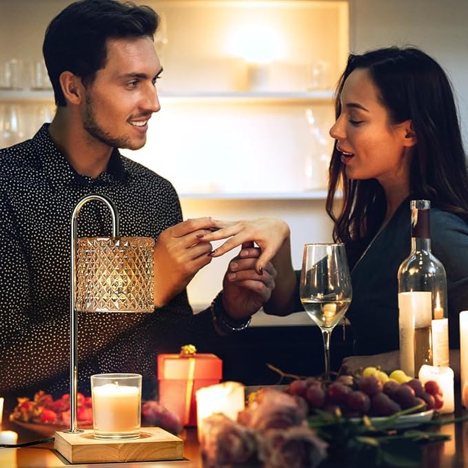 Marycele Lamp Candle Warmer with Timer, House Warming Gifts New Home, Candle Wax Warmer, Aesthetic Room Home Bedroom Decor, Amber Lozenge Diamond