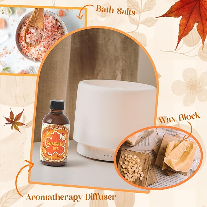 Pumpkin Pie Essential Oil 120ml (4 Fl Oz), Cozy Fall Fragrance Oils for Aromatherapy Essential Oil Diffuser, Natural Autumn Scented Oils for Candle Making, Gifts for Women