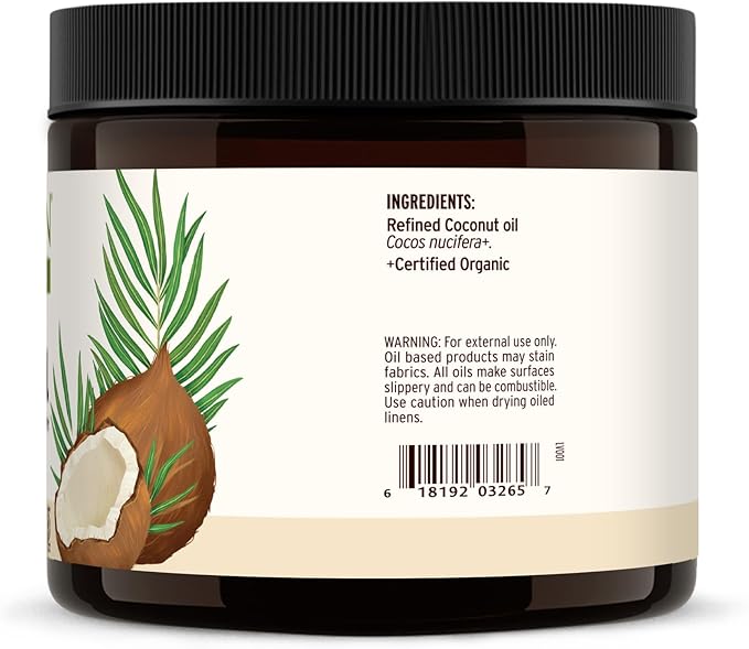 Banyan Botanicals Coconut Oil – Expeller Pressed Organic Coconut Oil – Massage Oil for Naturally Hydrated Skin and Hair – 14.5 oz – Refined, Non GMO, Sustainably Sourced