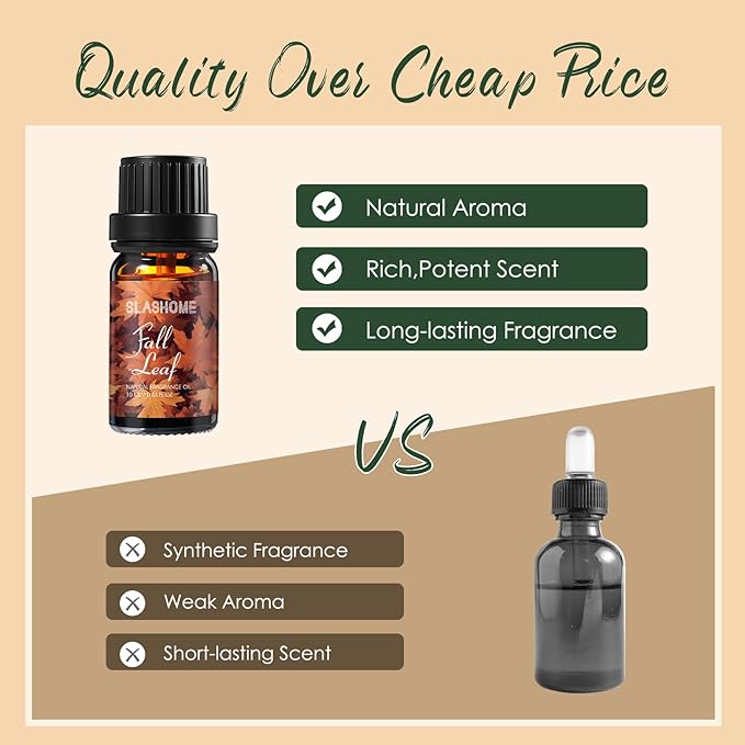 Fall Essential Oils Set | 8 Pcs Autumn Essential Oils for Diffusers for Home, Fragrance Oil for Candle, Aromatherapy Gift Set | Pumpkin Pie, Cinnamon, Apple Cider, Vanilla, Fall Leaf & More