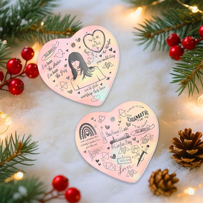 34HD Ceramic Heart Ornament 2025 – Lover Song Lyric Aesthetic Decoration, Girlfriend Christmas Tree Decoration