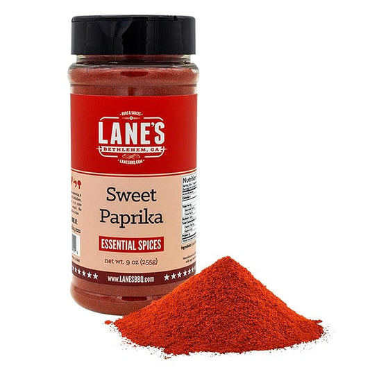 Lane's Sweet Paprika Powder, 9 oz - Premium Sweet Paprika Seasoning, Gluten-Free, All-Natural, No Preservatives, No MSG, Versatile Spice for Meats, Vegetables, and Flavorful Dishes, Made in the USA