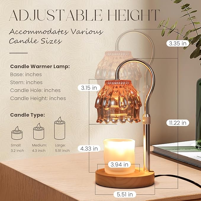 SnowBB Flower Candle Warmer Lamp, Timer Dimmer, Adjustable Height, Birthday Gift for Women Mom Friend Sister, House Warming Gift New Home Decor, Vintage Wax Melt Warmer, Christmas White Elephant Gifts