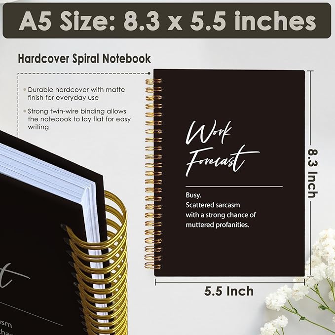 Funny Office Supplies,Funny Office Notebooks for Work, Funny Notebooks Gifts for Coworkers,Work Journals for Men Women, Work Forecast Hardcover Spiral Notebook 5.5x8.3