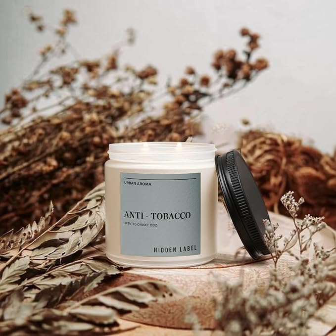 Hidden Label Anti Tobacco Fall Candls, 12oz 2 Wick Non Toxic Candles for Home Scented, Natural Soy Wax Clean Burning Aromatherapy Candle, 70H Long Lasting for Stress Relief & Relaxation Gifts