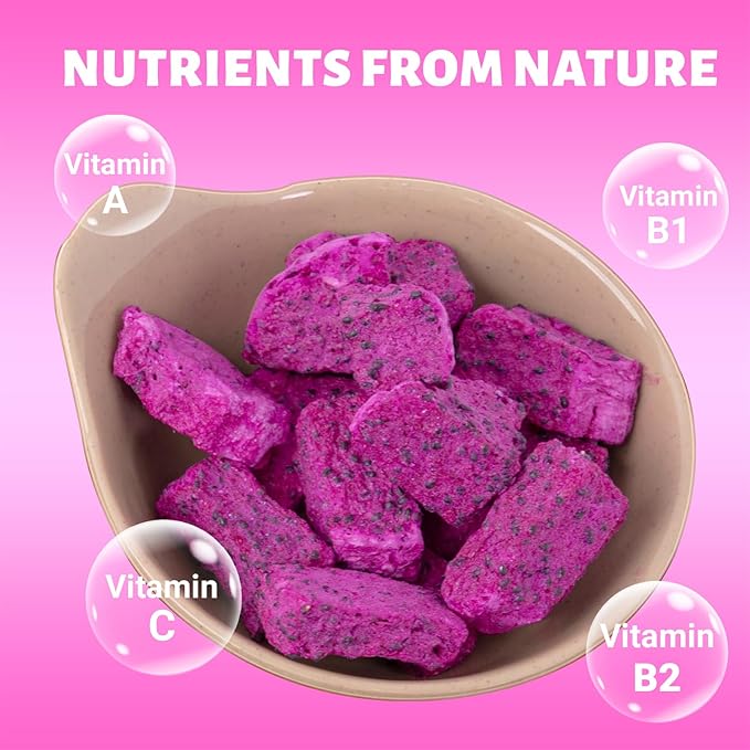 DARLAC FARMS Freeze Dried Red Dragon Fruit Cubes, 2 Oz x Pack 6, No Sugar Added, Healthy Fruit Snacks for Kids, Adults & All Ages, Premium Organic Crispy Crunchy Snacks, Tea, Baking, Smoothie, Yogurt