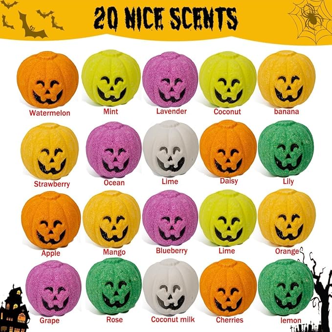 Spooky Bath Bombs for Kids with Surprise Inside, Bubble Bath Bomb with Halloween, Fruity Scents, Relaxing Aromas, Ideal Birthday Gift for Girls