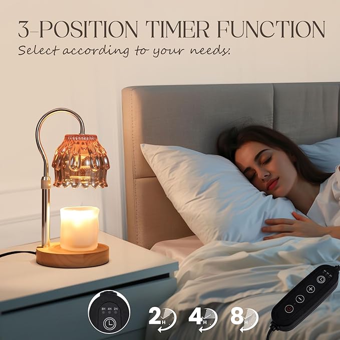 SnowBB Flower Candle Warmer Lamp, Timer Dimmer, Adjustable Height, Birthday Gift for Women Mom Friend Sister, House Warming Gift New Home Decor, Vintage Wax Melt Warmer, Christmas White Elephant Gifts