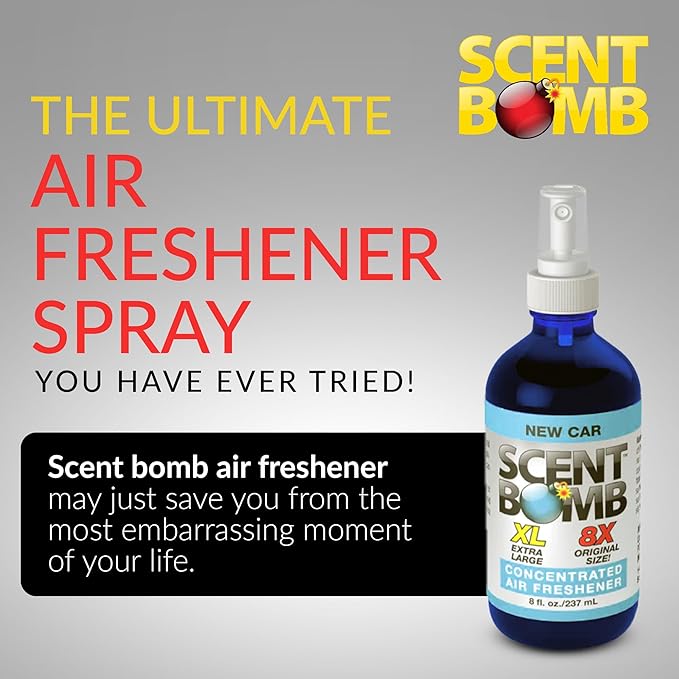 Scent Bomb Air Freshener Spray, Long-Lasting Odor Eliminator for Home & Car, Effective Deodorizer Spray for Kitchen, Bathroom, Fresh Room Spray & Smell Neutralizer, New Car