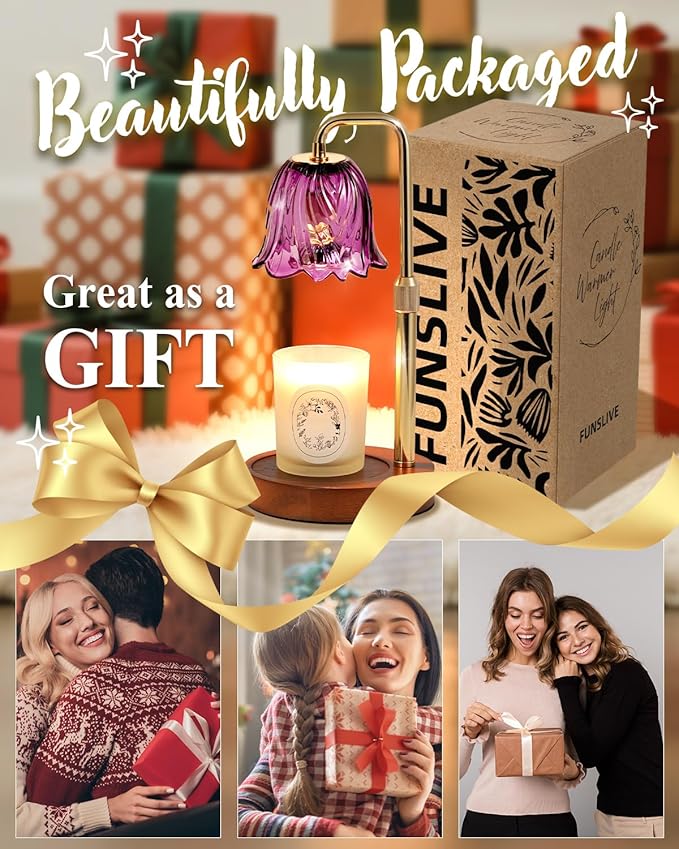 Flower Candle Warmer Lamp with Timer Dimmable, Candle Warming Lamp Height Adjustable, for Women Mom, Wax Melt Warmer for Jar Candles, House Warming Gifts New Home Decor