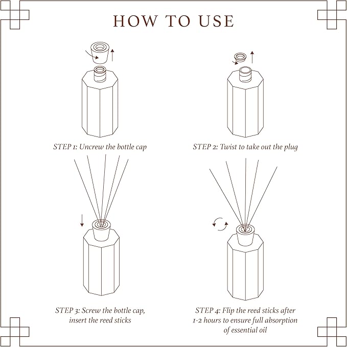 Reed Diffuser Set, Sandalwood Scented Oil Diffuser, 6.76 fl oz (200 ml) Home Fragrance Diffuser with Reed Sticks, Air Fresheners for Home, Bathroom Shelf Decor