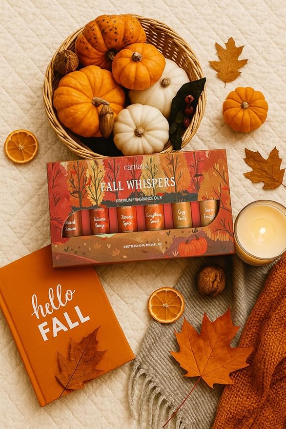 Carnatia Fall Whispers Aroma Oil Set - Pack of 6 | Cozy, Nostalgic Scents for Diffusers | Embrace Autumn’s Warmth with Earthy, Spiced & Comforting Aromas!