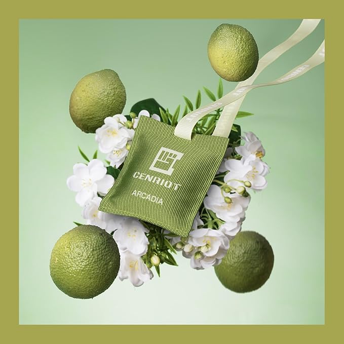 Car Air Freshener(Arcadia)-Long Lasting Scented Sachet, Luxury Car Fragrance Diffuser, Magnetic Vent Clip and Hanging Ribbon, Clean and Natural with Essential Oil, For Home Drawer and Closet