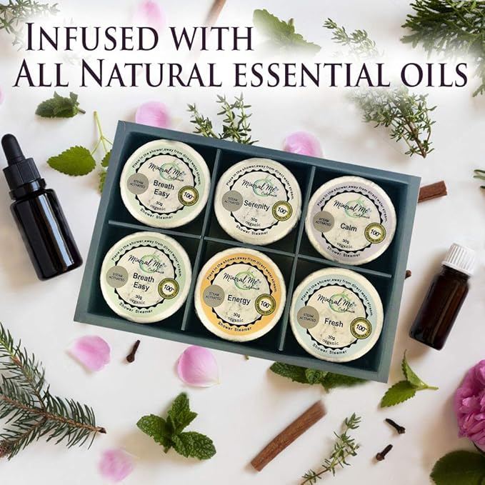 Shower Steamers Aromatherapy - Organic Natural Shower Bombs Vapor Tablets, Aromatherapy for Home Spa, Relaxing Self Care Birthday Gifts for Men, Women, Him or Her