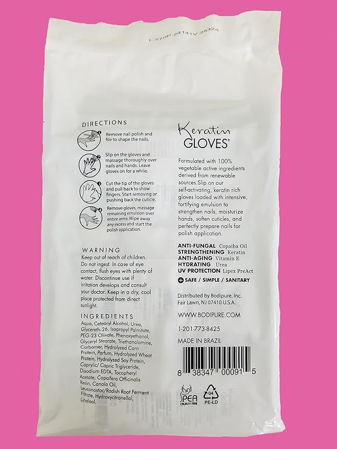 Bodipure All-In-1 Moisturizing Hand Mask, Keratin & Vitamin E Hand Mask for Dry Cracked Hands, Natural Moisturizing Gloves Formula, Strengthen Nails & Repair Hands 12 Pairs