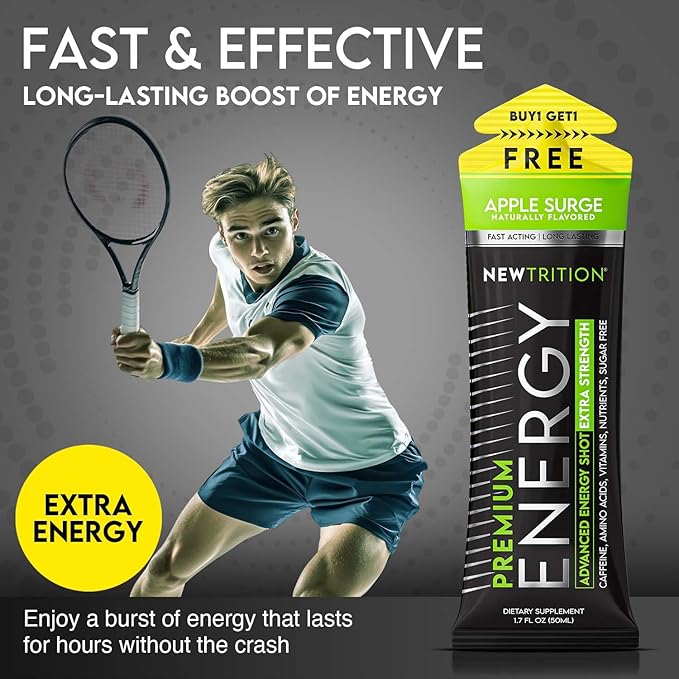 NewTrition® Extra Strength Energy Shots, 250mg Caffeine Energy Shots with Vitamin B & Amino Acids, Sugar-Free Vitamin Energy Shot, 1.7 fl oz (Pack of 24, 4 Flavors - Mixed 2)