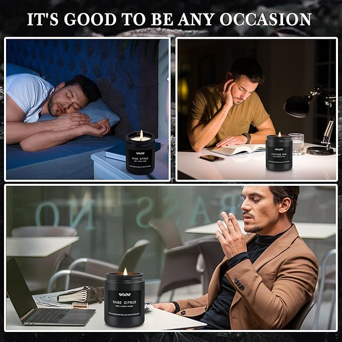 6 Pack Candles for Home Scented Aromatherapy Candles Gifts Set for Men, Men Candle Set, 42 oz 300 Hour Long Lasting Candles, Gifts for Mens, Birthday, Anniversary Present